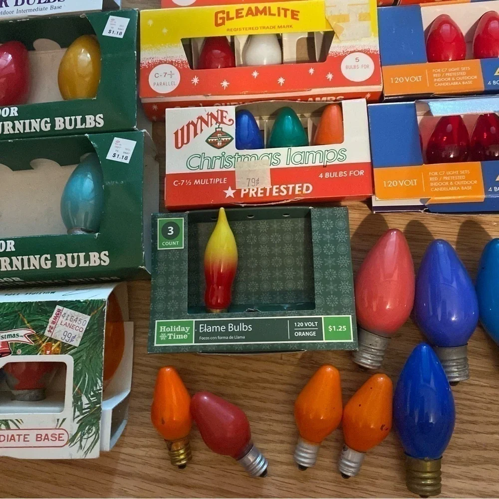 Vintage C 9 1/4 C 7 1/2 C7 Christmas Bulb Lot Flasher Cool Burning Wynne